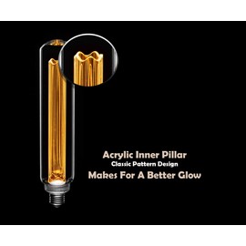 Next Glow Decorative LED Light Bulb E26 Standard Base, Acrylic Inner Pillar 3.5W, Dimmable T60 Style Glow, Beautiful Home Decor Lighting for Kitchen, Pendant Fixtures. (Smokey/Gray)