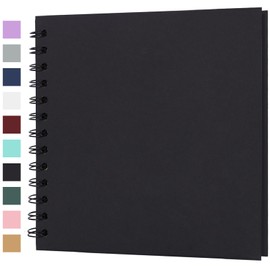 Scrapbook Álbum de Recortes de 17.78x17.78 cm con Papel Kraft de Tapa Dura Álbum de Fotos 20 Hojas Libro de Recuerdos para Familia Boda Bebe, Negro