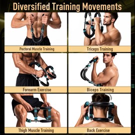 Multifunctional Arm Strength Trainer - Adjustable Resistance (2 Levels) with U-Shaped Foam Grip, Steel Spring for Arm/Chest/Abs Workout