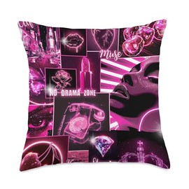 Sassy Pink Baddie Vision Board Aesthetic Streetwear Throw Pillow