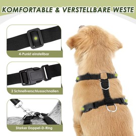 SlowTon Dog Harness with Seat Belt for Car, Double Layer Breathable Latex Mesh Puppy Harness, Regular Safety Harness Dog for All Everyday Sports (Black, M)