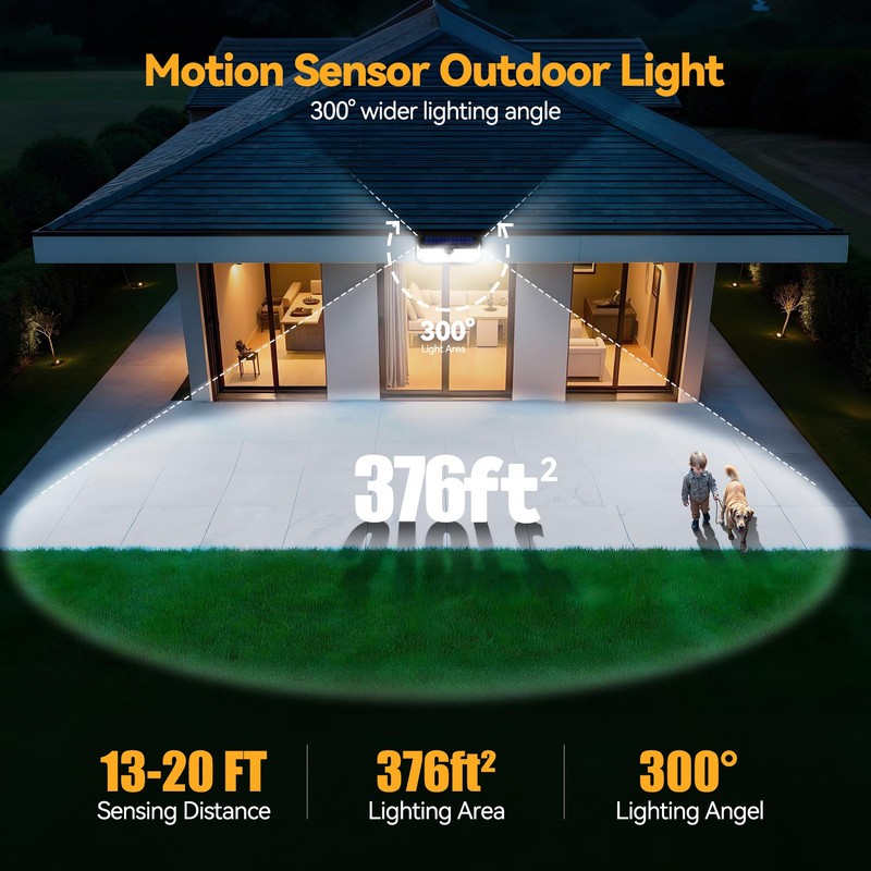 TECKNET 461 LED Solar Powered Outdoor Lights, 270° Angle &