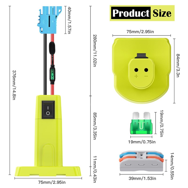 Power Wheel Adapter for Ryobi 18V Battery Adapter Power Wheel