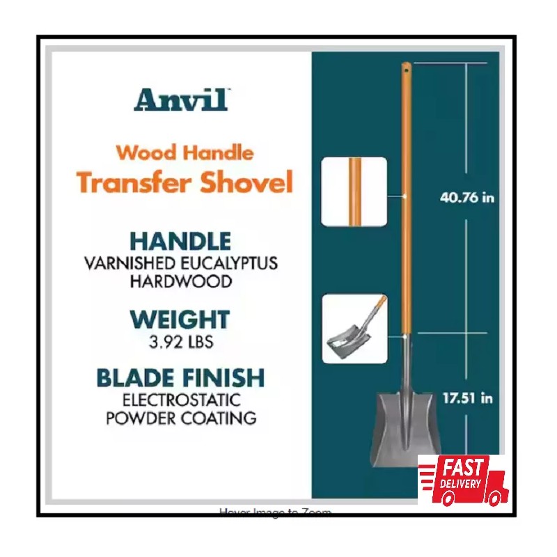 Anvil Wood Handle Steel Transfer Shovel 47 Inches Home Garden