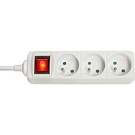 LINDY 73124 3-Way Schuko Power Strip for France with Switch, White