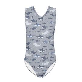 TOADDITDO Sharks Gymnastics Leotards 3-14 Years Dance Leotards Sleeveless Bodysuit One-Piece Swimsuit for Kids