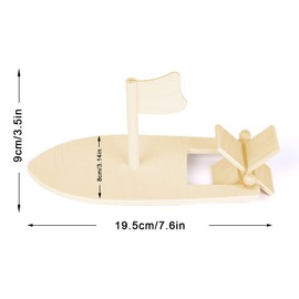 Herefun Wooden Boat Toy, 8 Pieces Wooden Sailing Boat Set Painting DIY, Mini Wooden Sailing Boat Educational Toy, Children's Wooden Toy Boys Craft DIY Children's Toy Painting and Decorating