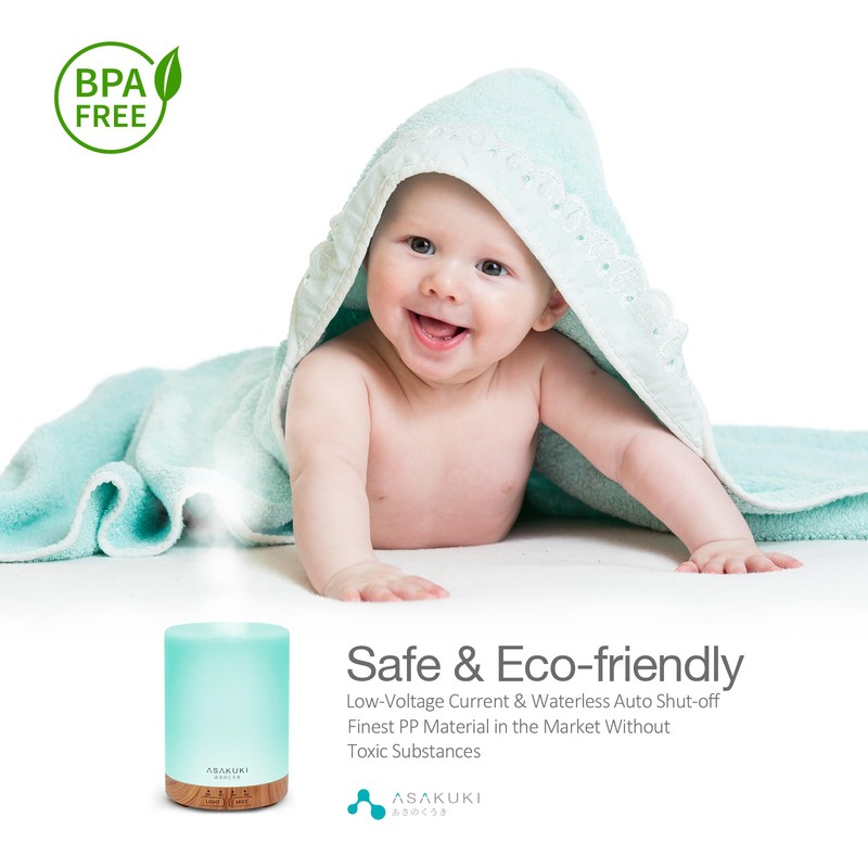 ASAKUKI 300ML Essential Oil Diffuser, Quiet 5-in-1 Premium Humidifier, Home