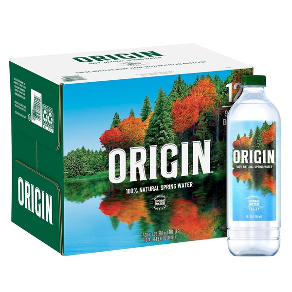 ORIGIN, 100% Natural Spring Water, 900 mL, Recycled Plastic Bottle, 12 Pack