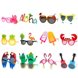 SEPTPARTY Funny Novelty Sunglasses - Tropical Hawaiian Luau Party Glasses Accessories - for a Silly Fun and Festive Look，Assorted 12 Pack