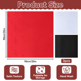 XIEJ Headscarf Silk Scarf Neckerchief for Women, 90 x 90 cm Headscarf Women's Summer Satin Bandana Girls Headscarf Hair Accessories, Stylish Silk Scarf Headscarves, 3 Items
