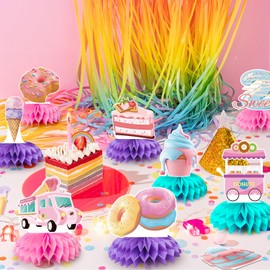 Donut Honeycomb Centerpieces,9Pieces Donut Table Decorations Table Honeycomb Centerpieces Decor for Baby Shower Birthday Party Photo Prop Supplies