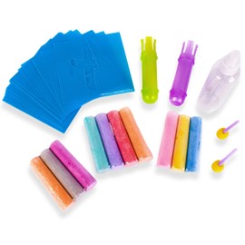 Sunny Days Entertainment, LLC. Creative Chalk Activity Set includes 35 Stencils, 10 Colors, 2 Blending Sponges, 2 Chalk Holders, 1 Spray Bottle | Activity and Games Kids Ages 3+