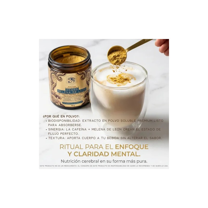 Hongo Melena De León Polvo Premium Lions Mane Mushroom Extract