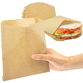 Fit Meal Prep 1000 Pack Paper Sandwich Bags 7 x 6”, Greaseproof Paper Snack Bags, Unbleached Pastry Bag, Recyclable Small Brown Paper Bags, Cookie Sleeves, Food Packing for Bakery, Donuts