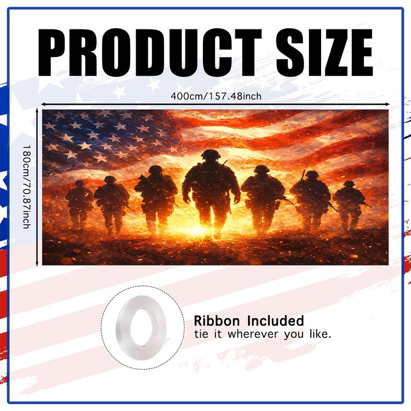 Patriotic Garage Door Cover Banner 6x13ft Polyester