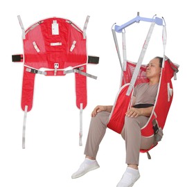 EZ Assistive Patient Hygiene Assist Lift Sling, Lift Sling for Patient Shower Bath, Toileting Lift Sling for Elderly (Red, Medium)