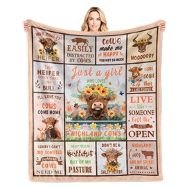 LNKRFRPA Highland Cows Blanket, Highland Cow Gifts, Highland Cow Decor, Cow Print Blanket, Cow Gifts for Women, Cow Print Throw Blanket 50"x60"