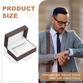 sourcing map Watch Travel Case, PU Leather Watch Storage Box Organizer, 1 Slot for 2 Watch, Portable Watch Case Box Leather Watch Roll for Men and Women Gift Birthday Anniversary, Dark Brown