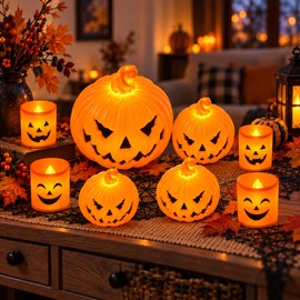 Halloween Pumpkin Skull Ghost Lantern – LED Candle Light Lamp for Indoor and Outdoor Party Decor