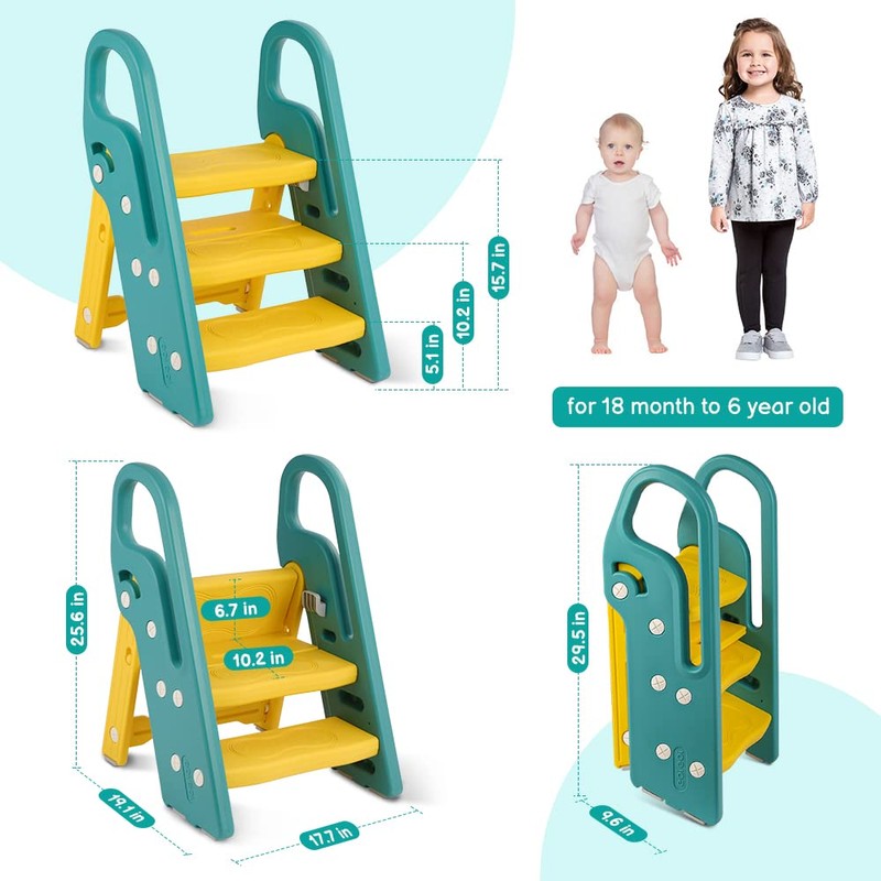 Onasti Foldable Toddler Step Stool for Bathroom Sink, Adjustable 3