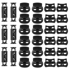 cobee 18 Pcs Spring Cord Lock Paracord Accessories, Plastic Cord Locks for Drawstrings, Double Hole Draw String Clip for Shoelaces Drawstrings Paracord Bags Clothing and More