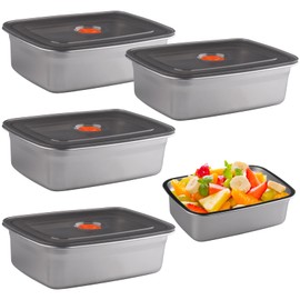WakiHong Set of 4 Food Storage Containers with Lid, Food Storage Containers, Stainless Steel, Oven, Freezer, Dishwasher Safe (1200 ml)