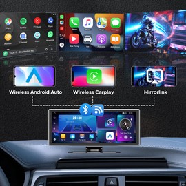 SCUMAXCON 11.26" Portable Car Stereo Wireless CarPlay Android Auto Airplay Android Cast with Backup Cam IPS Touchscreen GPS Navigation Bluetooth USB AUX Built-in Speaker
