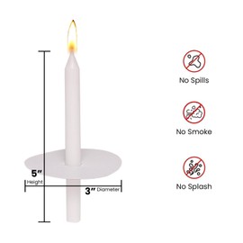 Church Candles with Drip Protectors, Box of 50 Candles, Devotional Candlelight Vigil Service Taper Candles, Smokeless,Unscented White 5" X 1/2"