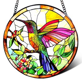 Hummingbird Stained Glass Suncatcher Window Hanging Gifts for Bird Lovers