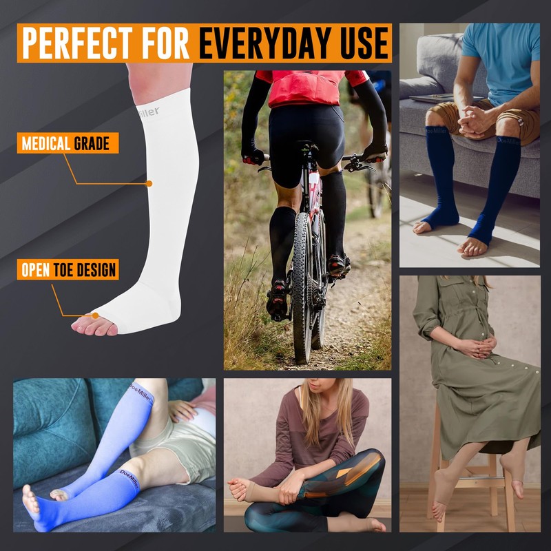 Doc Miller Open Toe Compression Socks for Men & Women,