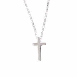 Dainty Cross Necklace for Women, 925 Sterling Silver Tiny Cross Pendant, Christian Small Simple Baptism, Confirmation, Graduation Gift, Austin Down to Earth (Petite Cross, 16 inch length)