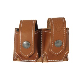Barsony New Saddle Tan Leather Revolver Double Speed Loader Pouch for 7 Round .38 .357