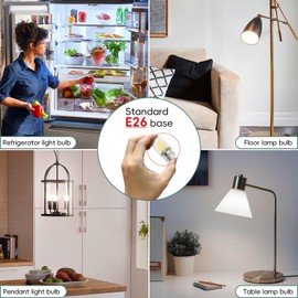 Jensense Replacement Refrigerator Light Bulb 2in LED Filament Bulb Exact Fit for Fridge Freezer E26 Base 450 Lumen 3000K 120V 4W Compact Household Mini Bulbs