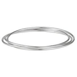 Silverly Women's 925 Sterling Silver Triple 2 mm Plain Interlinked Stacking Multi Bangle Bracelet