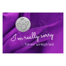 Paul & Lilli Angel Greetings – I'm sorry guardian angel – lucky coin smiling Paul silver – sorry lucky charm talisman angel trouser pocket coin chip