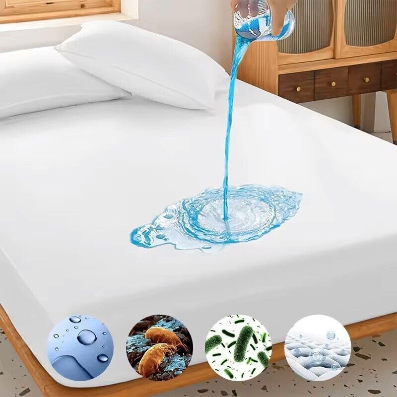 Leona Co Single/Double/Queen/King Mattress Protector, Fully Fitted Waterproof Cotton Mattress