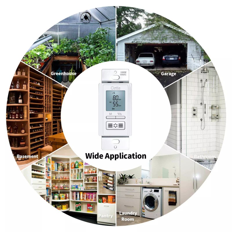 Ortis [New Generation] Humidity Sensor Switch, in-Wall Bathroom Fan Automated