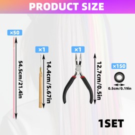 keyxer 50 Piece Kit Extension de Cheveux Colours, Extension Cheveux Extension, Extension de Meches Cheveux Braid with 150 Beads and Crochet for Party, Cosplay, Enfants Femmes