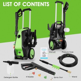 Imdot Electric Pressure Washer, 5000 PSI 4.0 GPM Heavy Duty Power Washer Electric Powered with Foam Cannon, 4 Nozzle Tips,33FT Hose and Soap Bottle for Home/Cars/Driveways/Patios/Decks/Fences(Green)