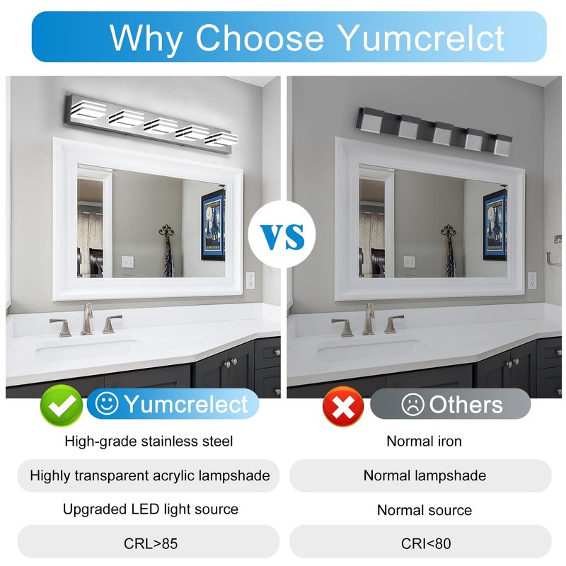 LED Vanity Lighting 30W Lights for Mirror 5 Light Bath