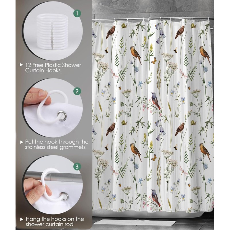 mefound Shower Curtain Waterproof & Mould Resistant Premium Hotel Quality