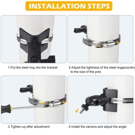 Camera Mount for Blink Outdoor Camera, Flexible Camera Pole Mounting Bracket, Camera Pole Mounting Bracket, Wall Mount, Adjustable Drain Steel Tube Home Security System Mounting Bracket