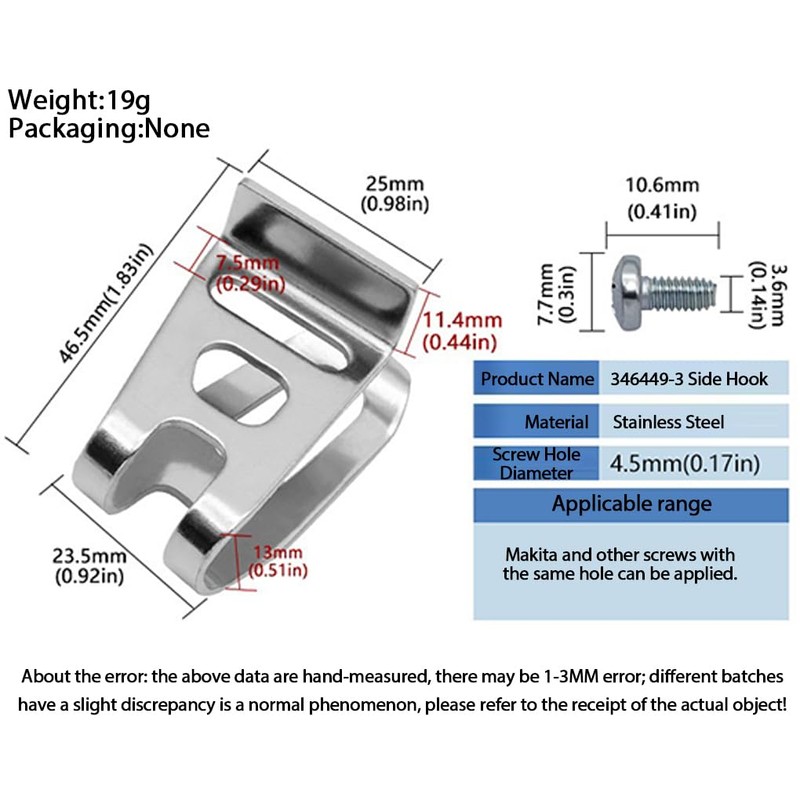 10pack/lot Tool Accessory 10pcs Belt Hook Clip Set For Impact