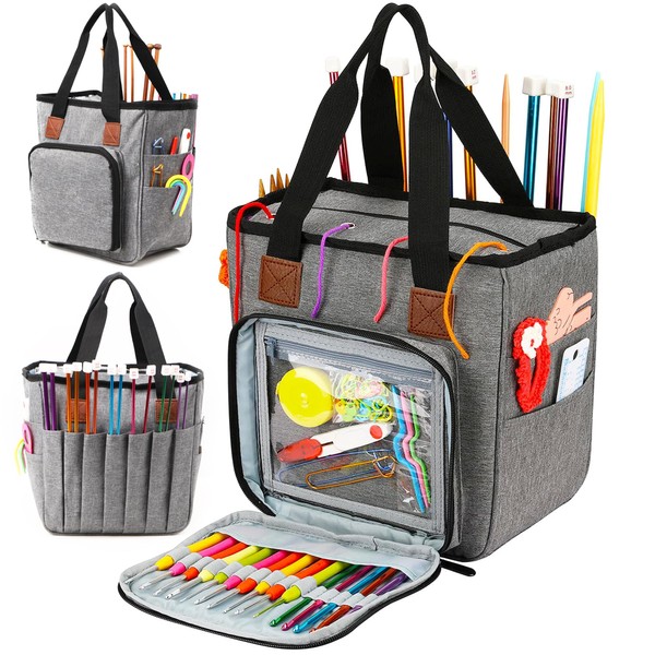 JOZEA Storage Bag for Knitting Projects, Organiser for Yarn, Crochet