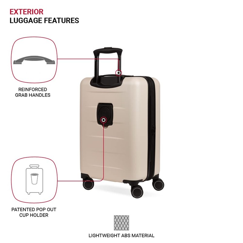 SwissGear 8020 Eclipse Hardside Expandable Luggage with Spinner Wheels, Cream,