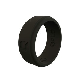 QALO Men's Rubber Silicone Ring, Step Edge Q2X Rubber Wedding Band, Breathable, Durable Rubber Wedding Ring for Men, 9mm Wide 2mm Thick, Black, Size 10