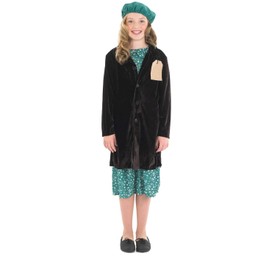 Fun Shack Evacuee Costume Girl, Girls WW2 Costume, Girls Evacuee Costume, WW2 Evacuee Costume for Girls, 1940s Fancy Dress X-Large