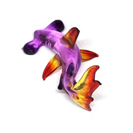 ZOOCRAFT Hammerhead Shark Figurine Blown Glass Sealife Collectible Miniature Aquarium Decor 1.6 x 2.8 x 1.5 inches Purple