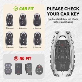 Aoocar Mech Style Metal Key Fob Cover, Fit for Chevy Equinox Malibu Camaro Cruze Blazer Sonic Traverse Trax Trailblazer Bolt Spark Volt 2016-2025, with Clear TPU Full Protection Car Key Case, Grey